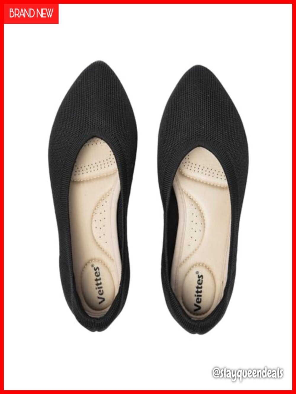 Women's Wide Width Pointy Knit Ballet Flats Slip On Memory Foam Comfort Shoes